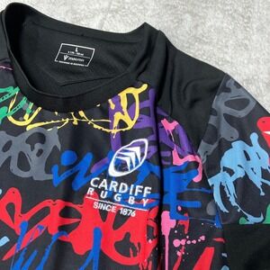 Cardiff Blues Rugby Graffiti Training Jersey Shirt Macron Colorful Mens Large L